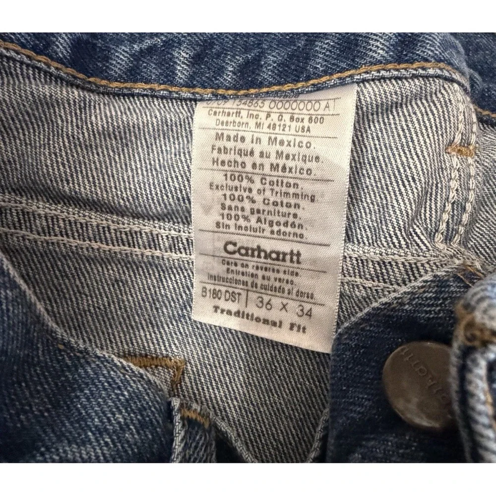 Carhartt Relaxed Fit Men's Blue Denim Medium Wash Workwear Jeans‎ 36x25